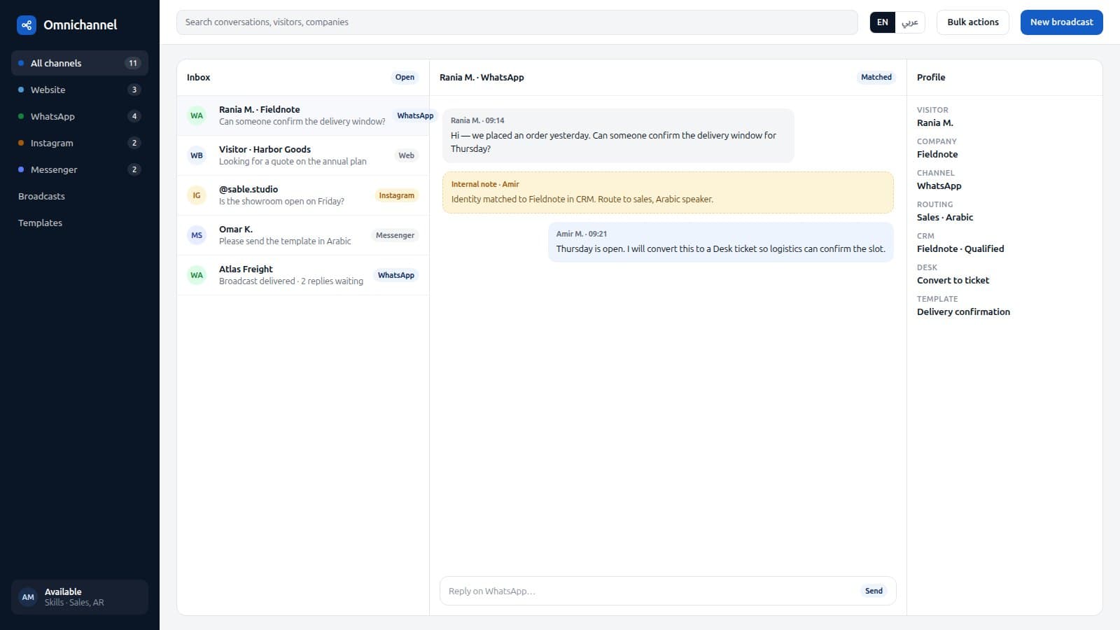 Omnichannel — Unified messaging inbox